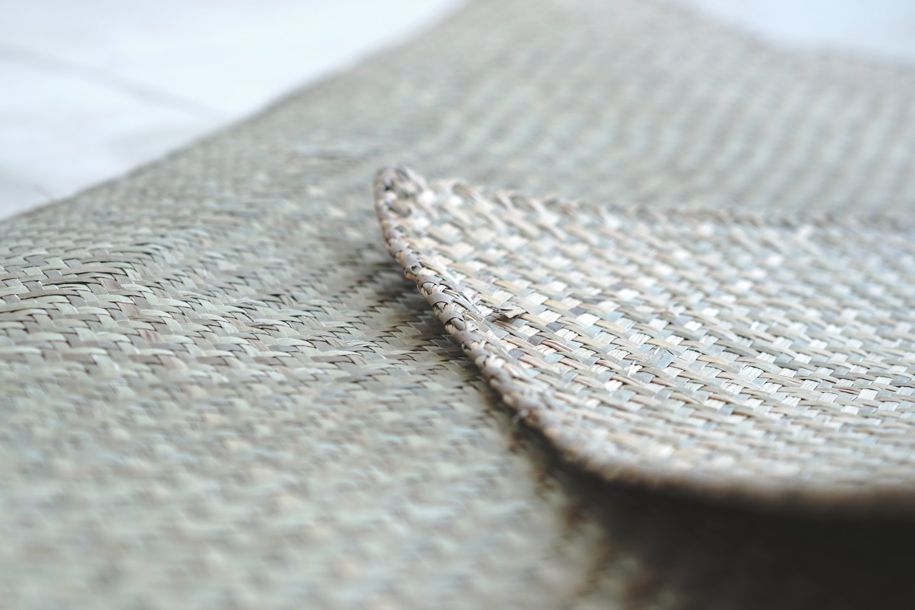 Close-up texture of woven purun mat